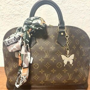 Louis Vuitton Brown Monogram Satchel with Butterfly Charm